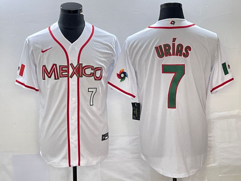 Men 2023 World Cub Mexico #7 Urias White Nike MLB Jersey39